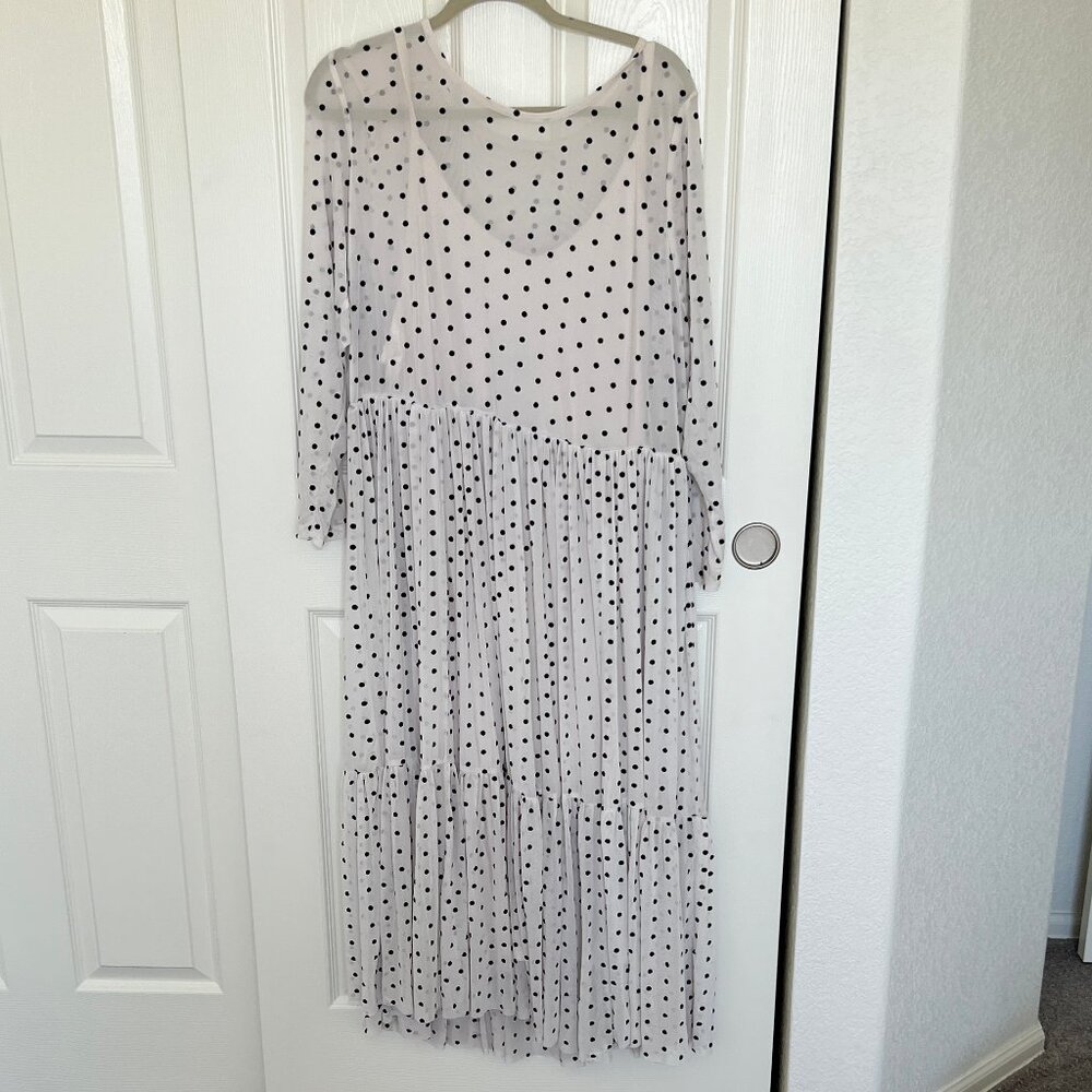 Torrid White Mesh Polka Dot Dress